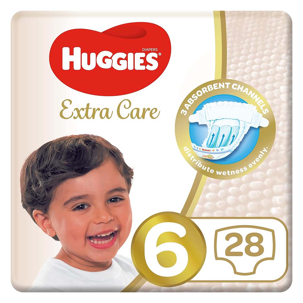 Huggies Extra Care Baby Diapers, Size 6, 15+Kg, Pack of 28's - Easy Pharmacy LLC