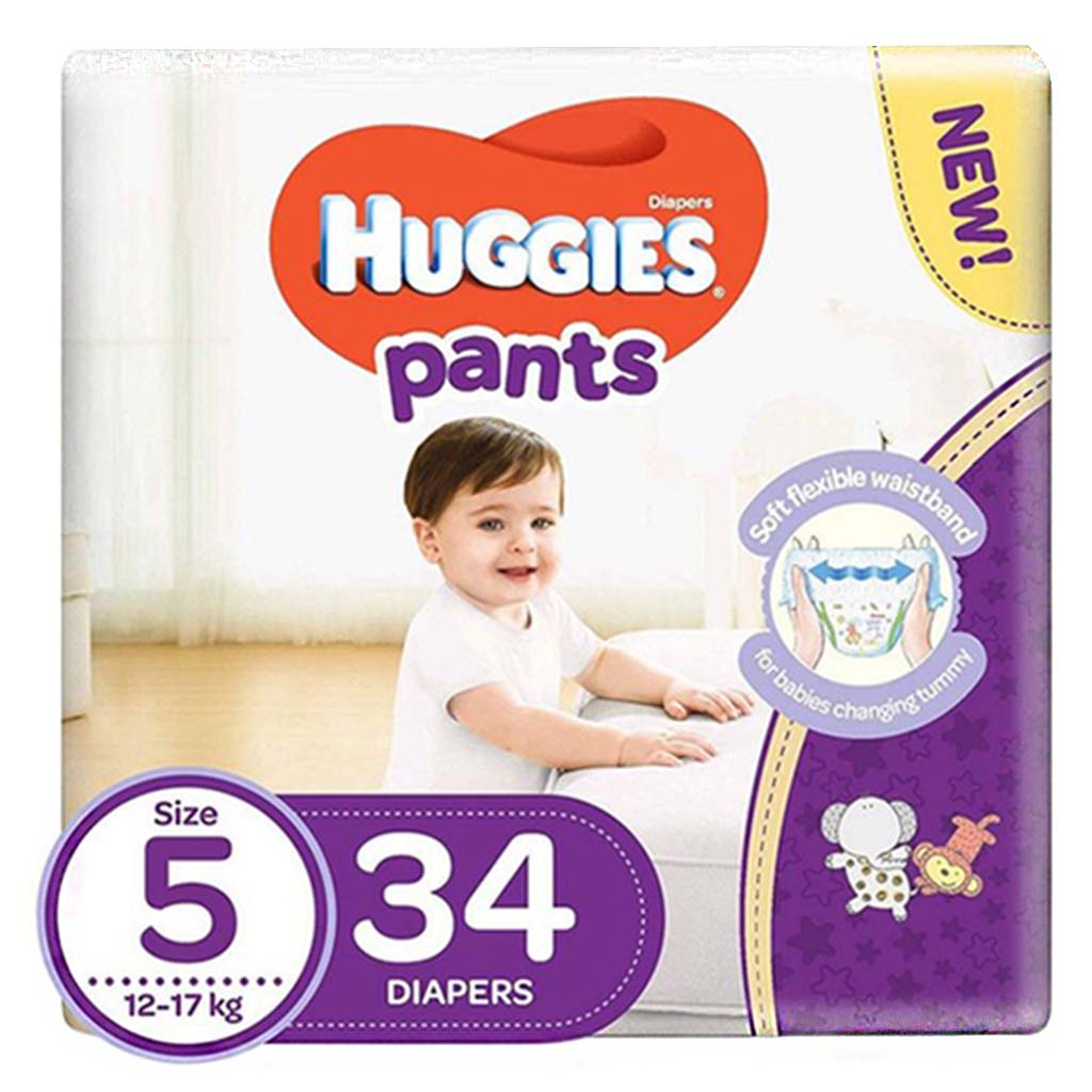Huggies Baby Diaper Pants, Size 5, 12-17Kg, Pack of 34's - Easy Pharmacy LLC