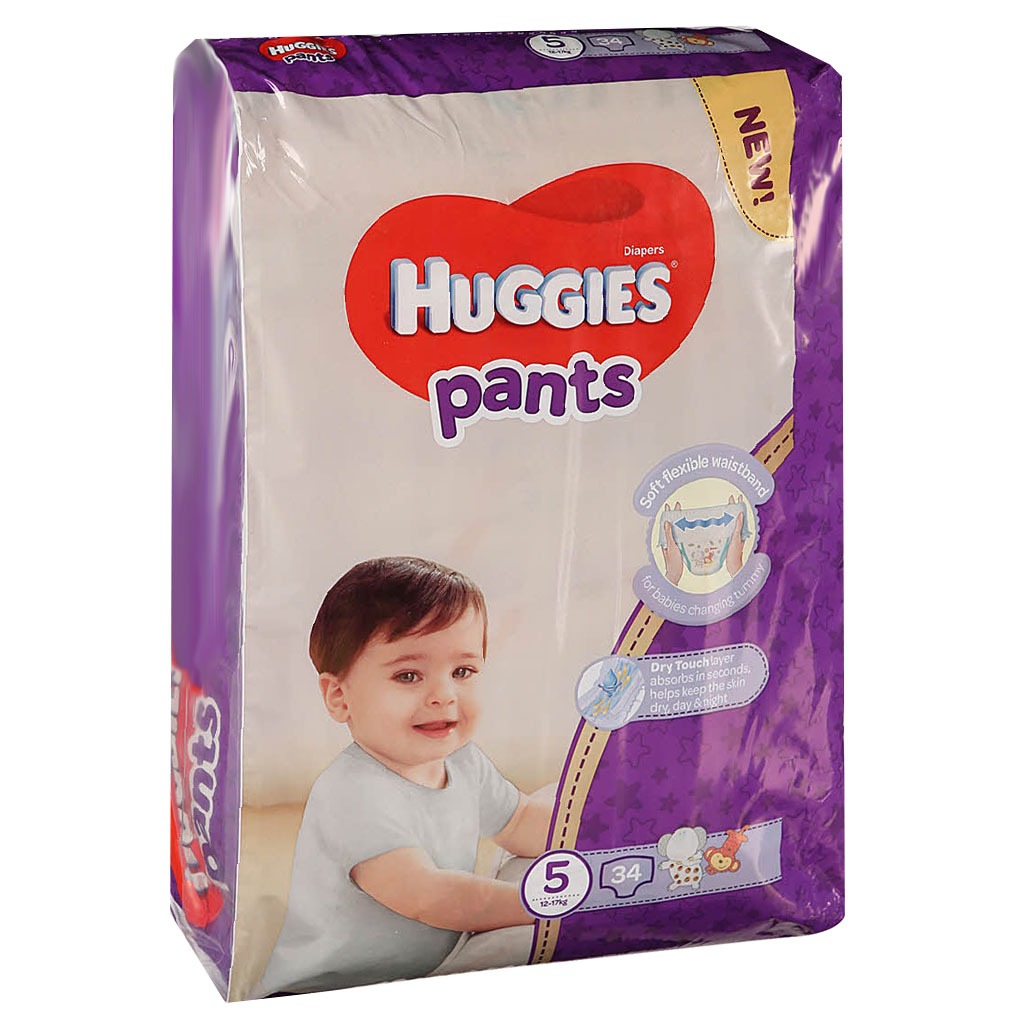 Huggies Baby Diaper Pants, Size 5, 12-17Kg, Pack of 34's - Easy Pharmacy LLC