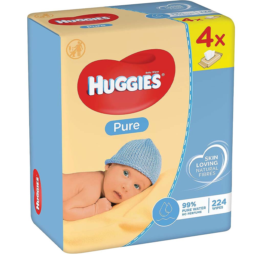 Huggies Pure Cleansing Baby Wet Wipes, Promo Pack of 224's - Easy Pharmacy LLC