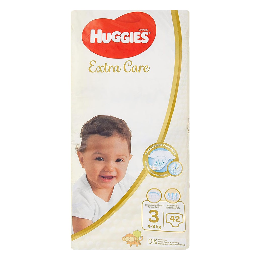 Huggies Extra Care Baby Diapers, Size 3, 4-9Kg, Pack of 42's - Special Price - Easy Pharmacy LLC