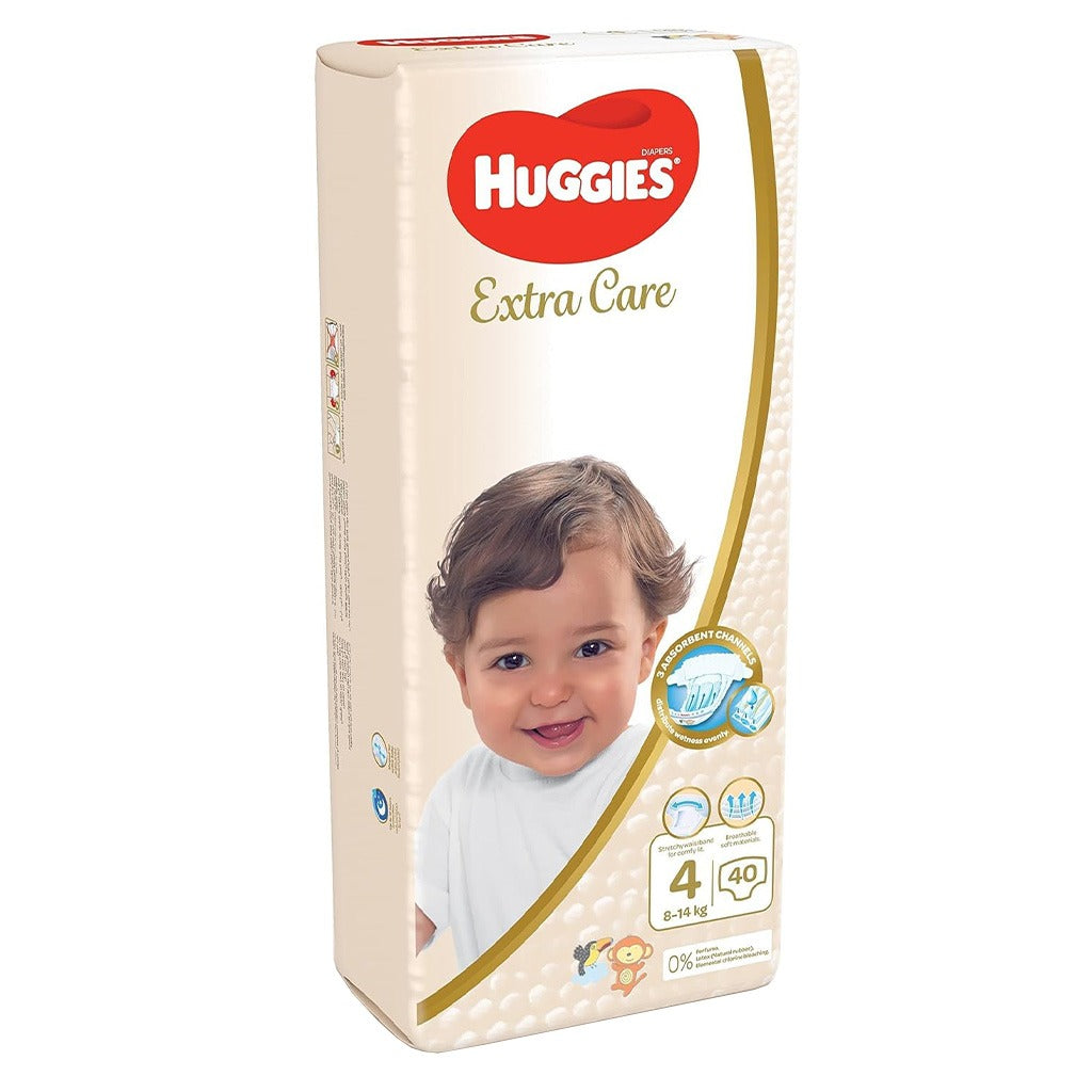 Huggies Extra Care Baby Diapers, Size 4, 8-14Kg, Pack of 40's - Special Price - Easy Pharmacy LLC