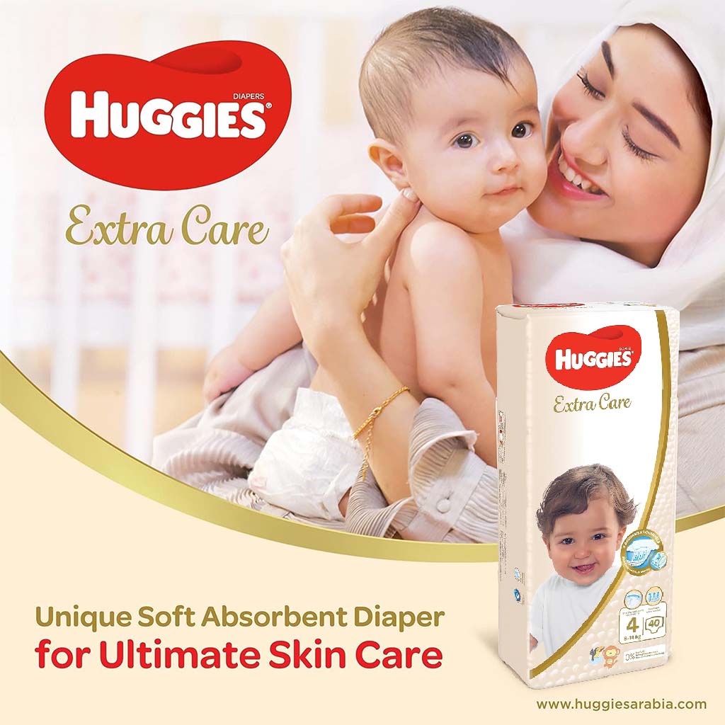 Huggies Extra Care Baby Diapers, Size 4, 8-14Kg, Pack of 40's - Special Price - Easy Pharmacy LLC