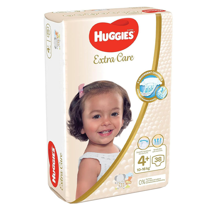 Huggies Extra Care Baby Diapers, Size 4+, 10-16Kg, Pack of 38's - Special Price - Easy Pharmacy LLC