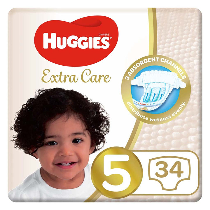 Huggies Extra Care Baby Diapers, Size 5, 12-22Kg, Pack of 34's - Special Price - Easy Pharmacy LLC