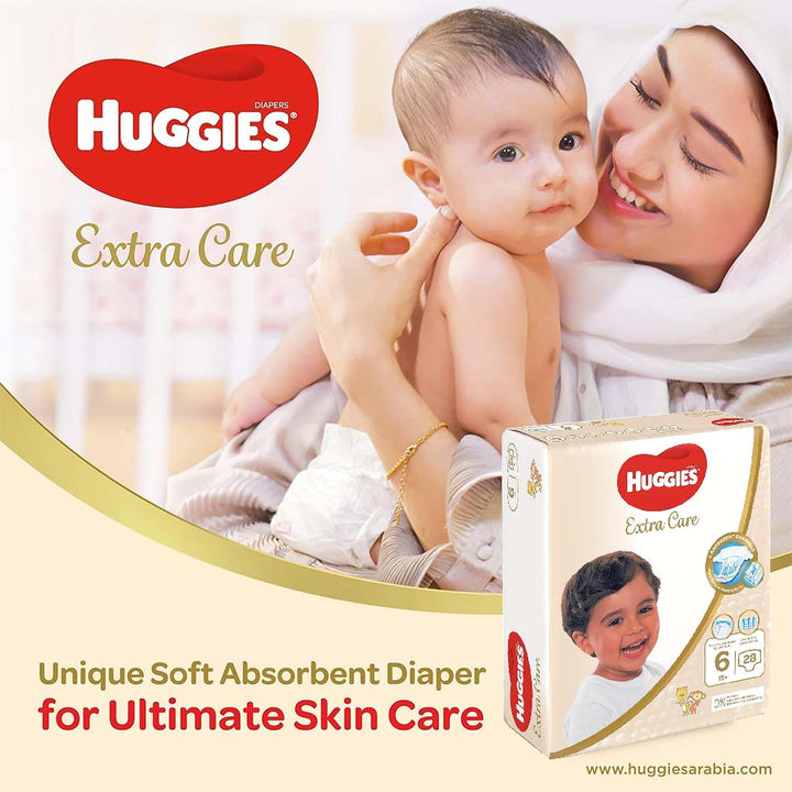 Huggies Extra Care Baby Diapers, Size 6, 15+Kg, Pack of 28's - Special Price - Easy Pharmacy LLC