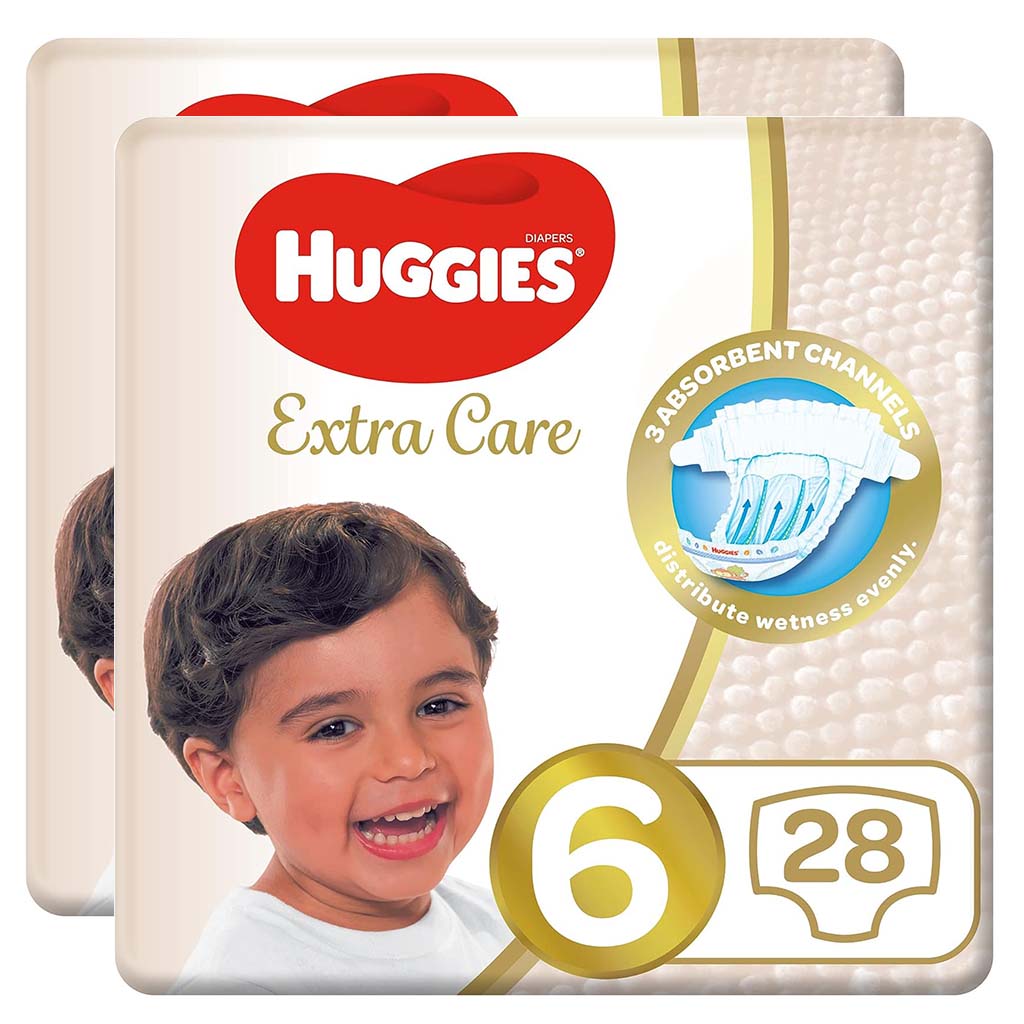 Huggies Extra Care Baby Diapers, Size 6, 15+Kg, Promo Pack of 2 x 28's, Special Price 35% Off - Easy Pharmacy LLC