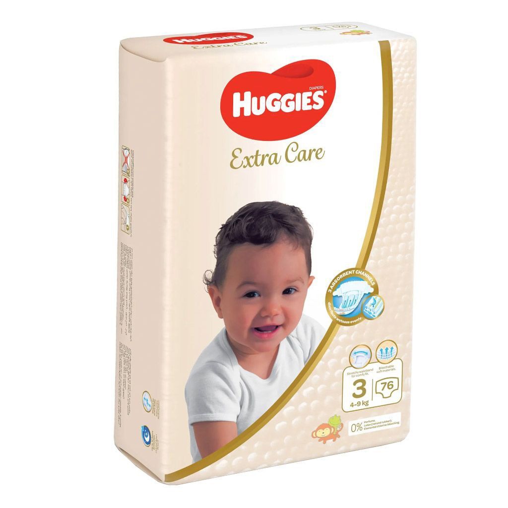 Huggies Extra Care Baby Diapers, Size 3, 4-9Kg, Pack of 76's - Special Price - Easy Pharmacy LLC
