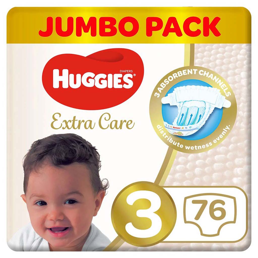 Huggies Extra Care Baby Diapers, Size 3, 4-9Kg, Pack of 76's - Special Price - Easy Pharmacy LLC
