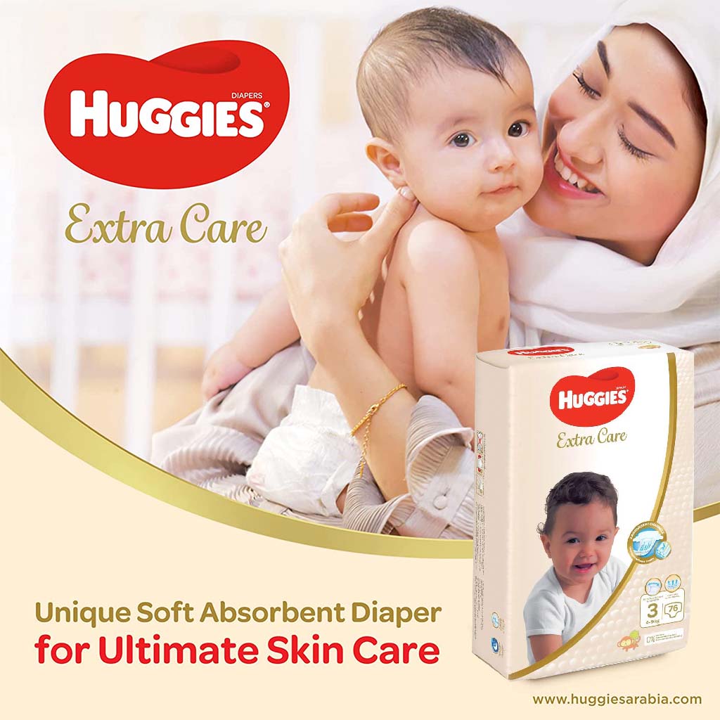Huggies Extra Care Baby Diapers, Size 3, 4-9Kg, Pack of 76's - Special Price - Easy Pharmacy LLC