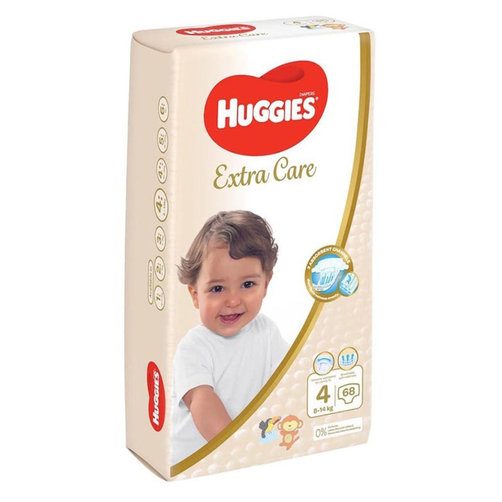 Huggies Extra Care Baby Diapers, Size 4, 8-14Kg, Pack of 68's - Special Price - Easy Pharmacy LLC