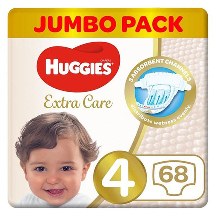 Huggies Extra Care Baby Diapers, Size 4, 8-14Kg, Pack of 68's - Special Price - Easy Pharmacy LLC