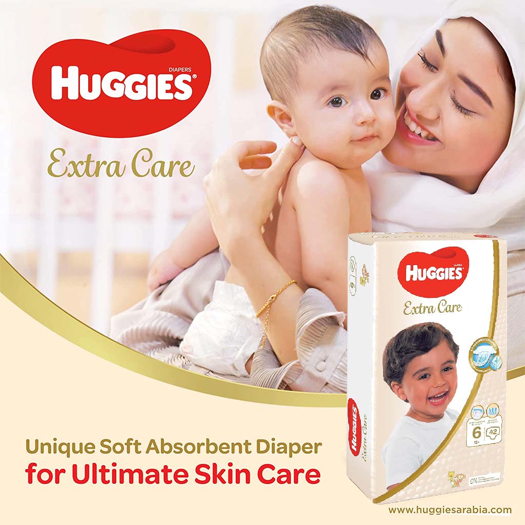 Huggies Extra Care Baby Diapers, Size 6, 15+Kg, Pack of 42's - Special Price - Easy Pharmacy LLC