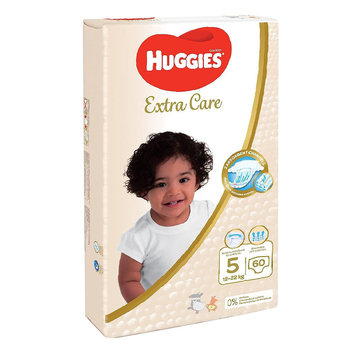 Huggies Extra Care Baby Diapers, Size 5, For 12-22Kg, Promo Jumbo Pack of 2 x 60's - Easy Pharmacy LLC