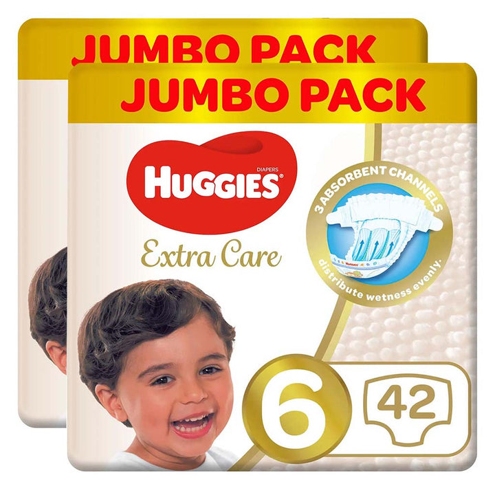Huggies Extra Care Baby Diapers, Size 6, For 15+Kg, Promo Jumbo Pack of 2 x 42's - Easy Pharmacy LLC