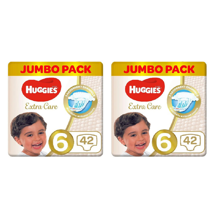 Huggies Extra Care Baby Diapers, Size 6, For 15+Kg, Promo Jumbo Pack of 2 x 42's - Easy Pharmacy LLC