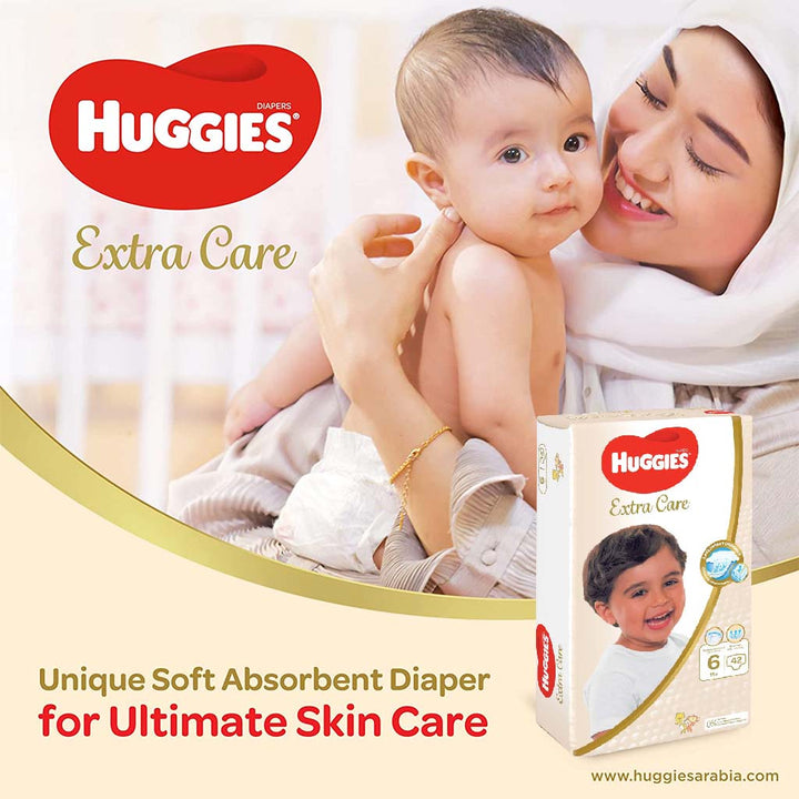 Huggies Extra Care Baby Diapers, Size 6, For 15+Kg, Promo Jumbo Pack of 2 x 42's - Easy Pharmacy LLC