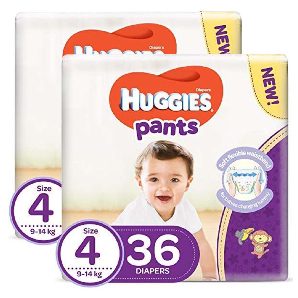 Huggies Active Baby Diaper Pants, Size 4, 9-14Kg, Promo Pack of 2 x 36's - Easy Pharmacy LLC