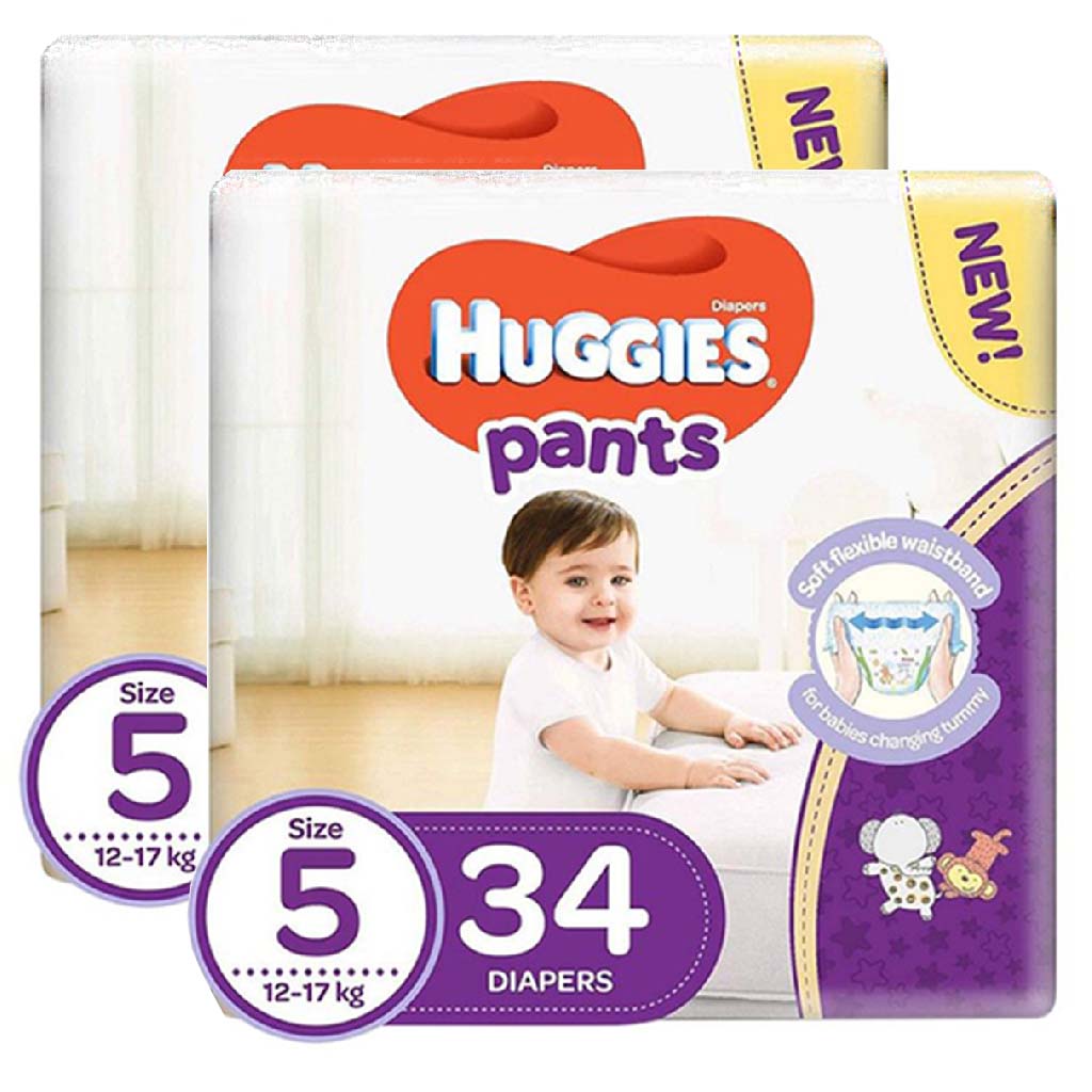 Huggies Active Baby Diaper Pants, Size 5, 12-17Kg, Promo Pack of 2 x 34's - Easy Pharmacy LLC