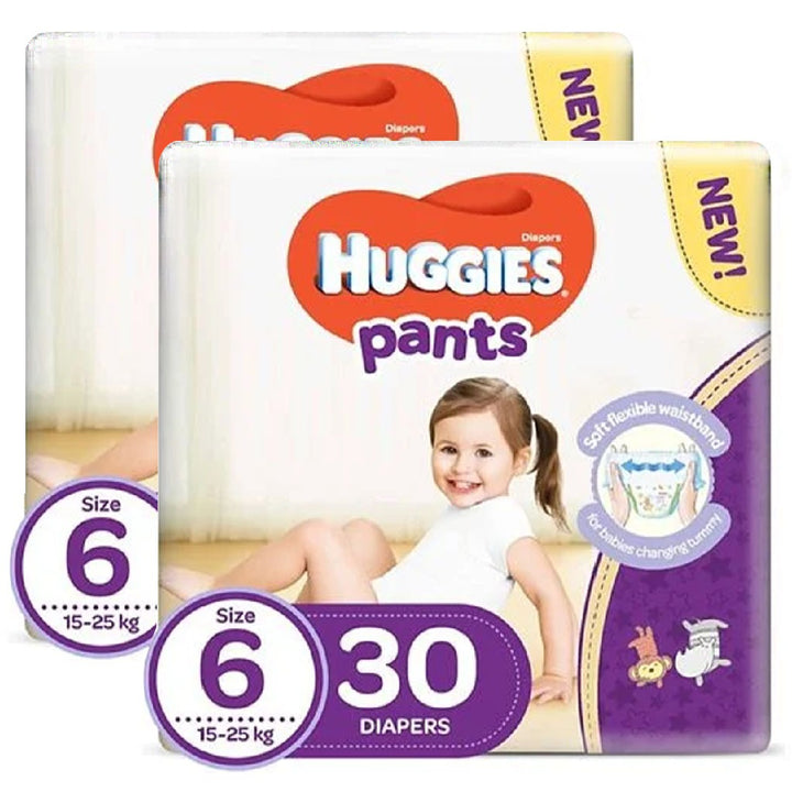Huggies Active Baby Diaper Pants, Size 6, 15-25Kg, Promo Pack of 2 x 30's - Easy Pharmacy LLC