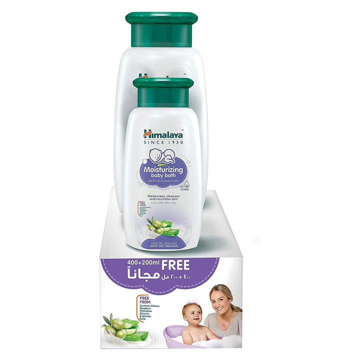 Himalaya Moisturizing No-Tears Gentle Baby Bath With Olive Oil & Aloe Vera 400ml + 200ml Value Pack - Easy Pharmacy LLC