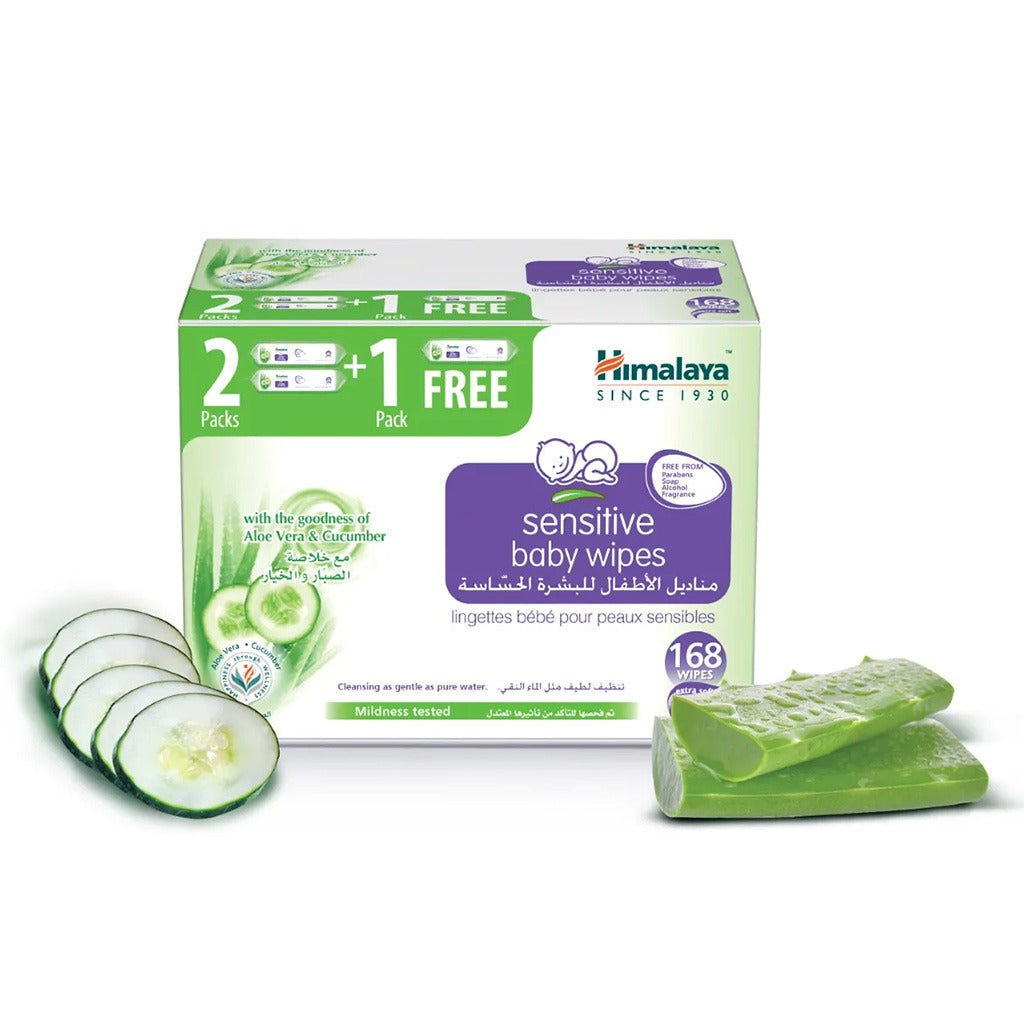 Himalaya Extra Soft Sensitive Baby Wipes With Aloe Vera And Cucumber, Pack of 56 x 3's - Easy Pharmacy LLC