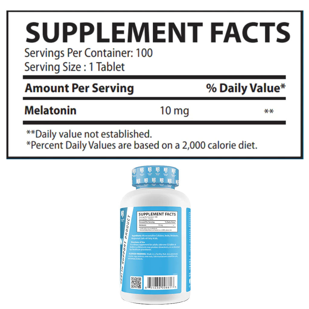 Muscle Rulz 10mg Melatonin Tablets, Pack of 100's - Easy Pharmacy LLC