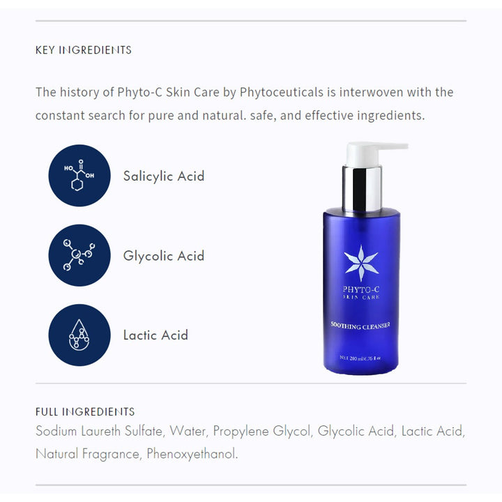 Phyto-C Skin Care Gentle Exfoliating Soothing Facial Cleanser With AHA’s and BHA’s 200ml - Easy Pharmacy LLC