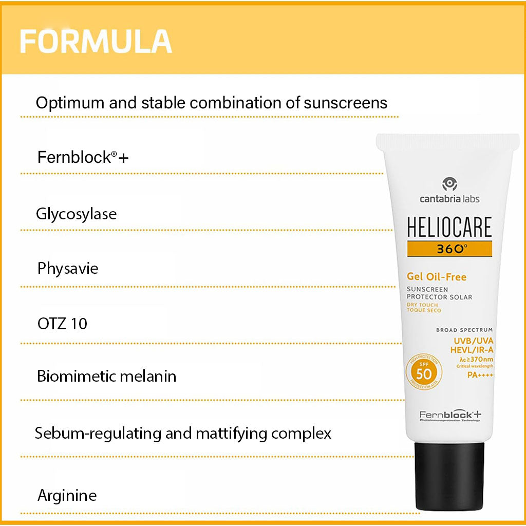 Heliocare 360° Gel Oil-Free Broad Spectrum Sunscreen Dry Touch With SPF 50 & PA++++ 50ml - Easy Pharmacy LLC