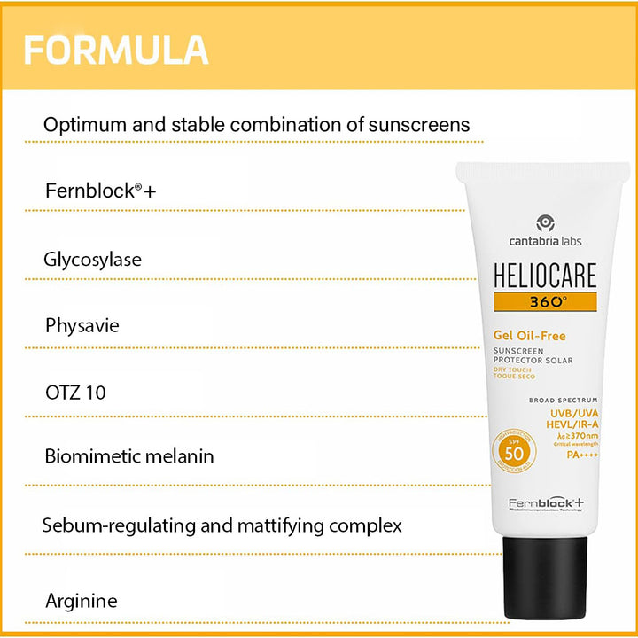 Heliocare 360° Gel Oil-Free Broad Spectrum Sunscreen Dry Touch With SPF 50 & PA++++ 50ml - Easy Pharmacy LLC