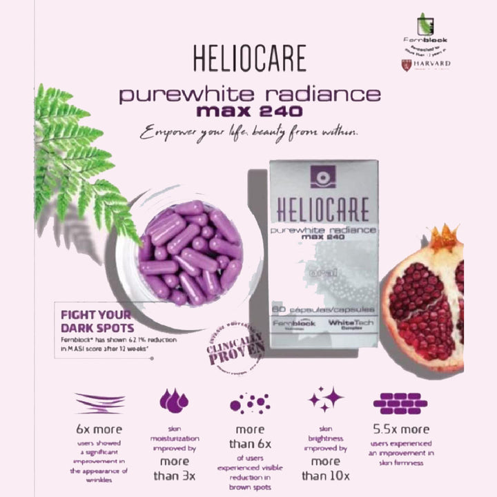 Heliocare Purewhite Radiance Max 240 Oral Capsules With White Tech Complex, Pack of 60's - Easy Pharmacy LLC
