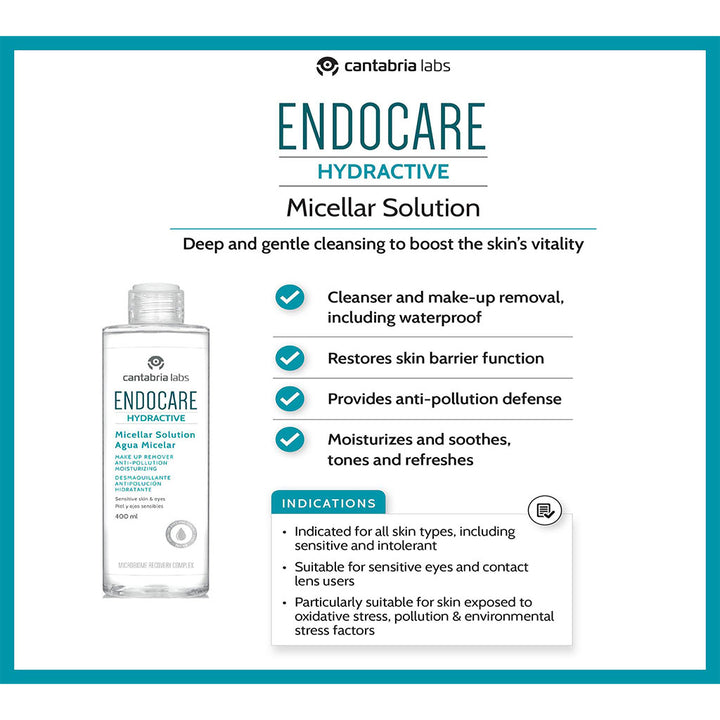 Endocare Hydractive Moisturizing Make-up Remover Micelar Solution For All Skin Types 400ml - Easy Pharmacy LLC