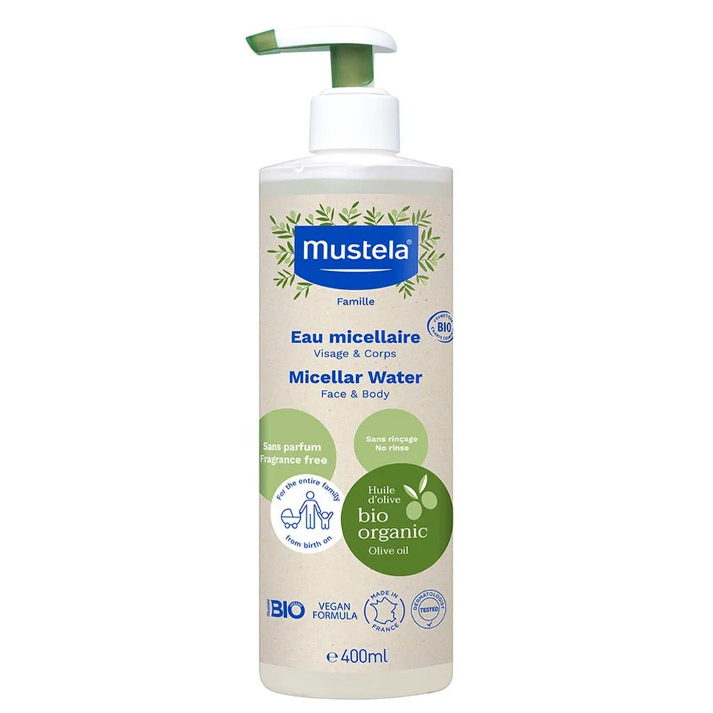 Mustela Bio Organic No-Rinse Fragrance-Free Baby Micellar Cleansing Water For Face And Body 400ml - Easy Pharmacy LLC