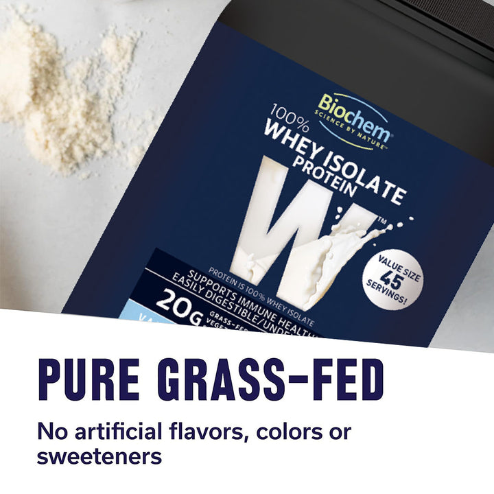 Biochem 100% Whey Isolate Protein Powder - Vanilla Flavor 1377g - Easy Pharmacy LLC