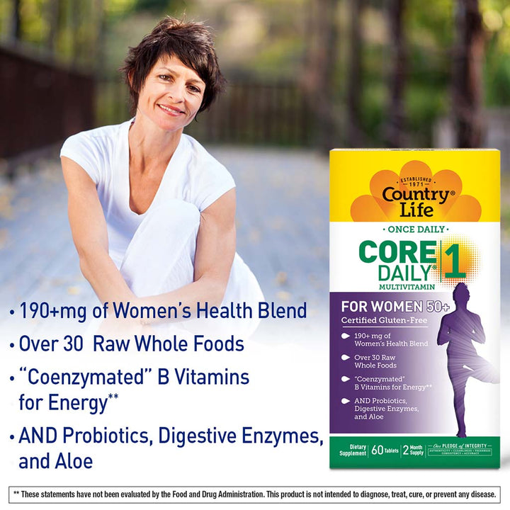 Country Life Core Daily-1 Women 50+ Years Multivitamin Supplement Tablets, Pack of 60's - Easy Pharmacy LLC