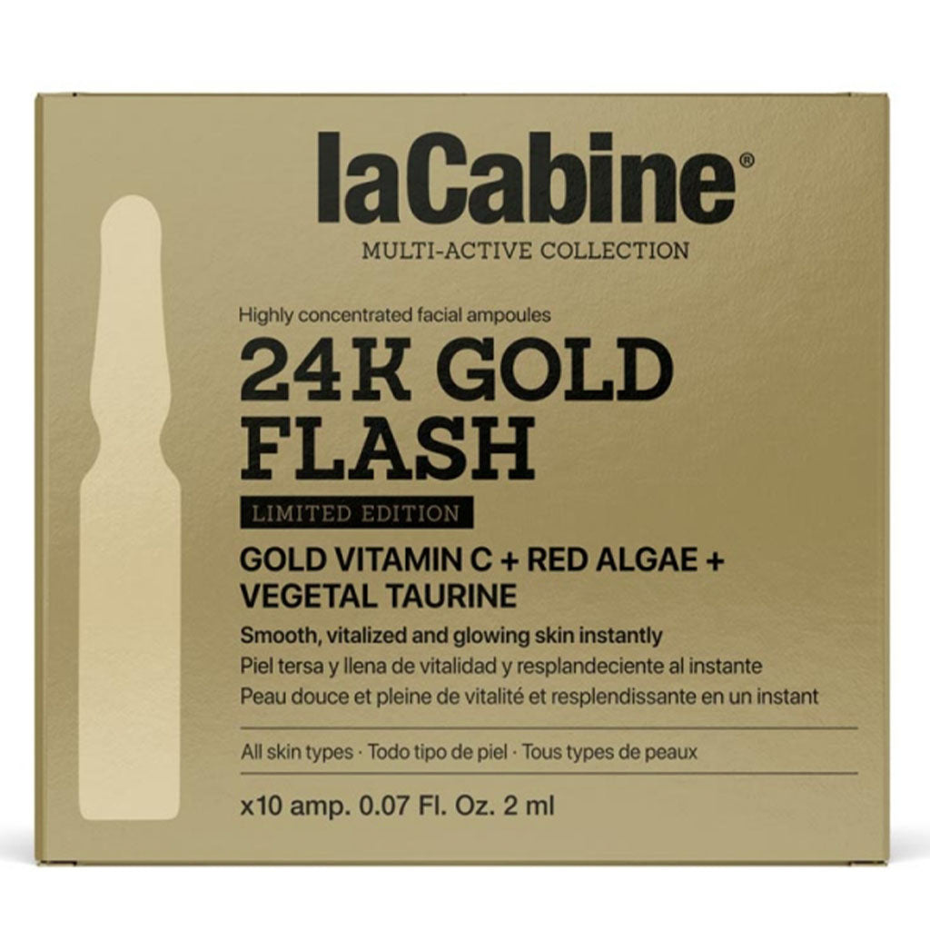 LaCabine 24K Gold Flash 2ml Golden Facial Serum Ampoules For Instant Glowing Skin, Limited Edition, Pack of 10's - Easy Pharmacy LLC