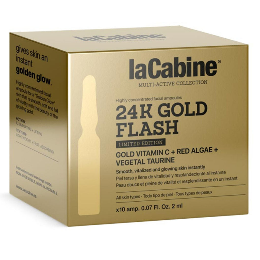 LaCabine 24K Gold Flash 2ml Golden Facial Serum Ampoules For Instant Glowing Skin, Limited Edition, Pack of 10's - Easy Pharmacy LLC