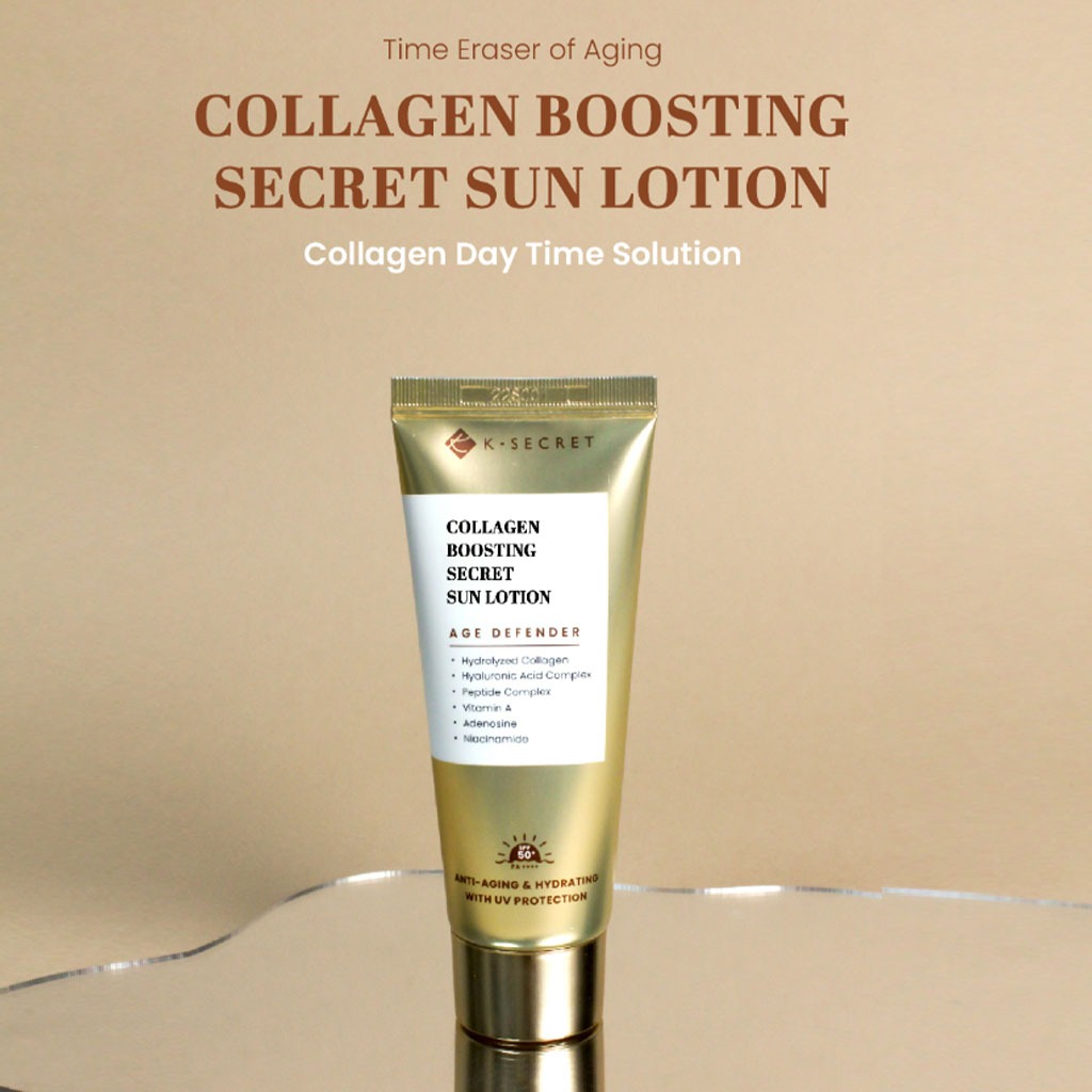 K-Secret Collagen Boosting Secret Age Defender Sun Lotion With SPF 50+ & PA++++ 60ml - Easy Pharmacy LLC