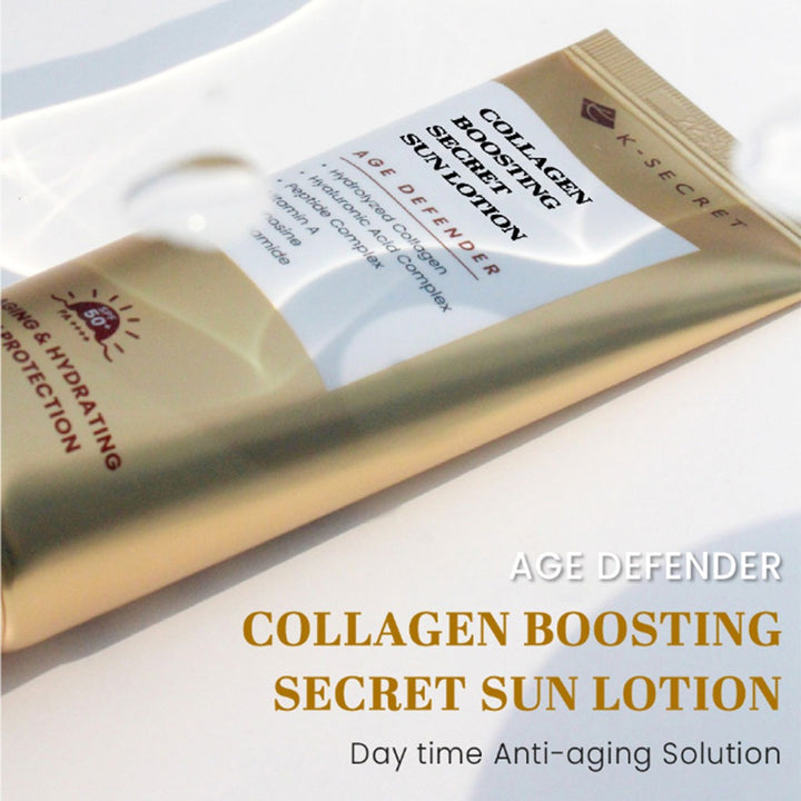 K-Secret Collagen Boosting Secret Age Defender Sun Lotion With SPF 50+ & PA++++ 60ml - Easy Pharmacy LLC