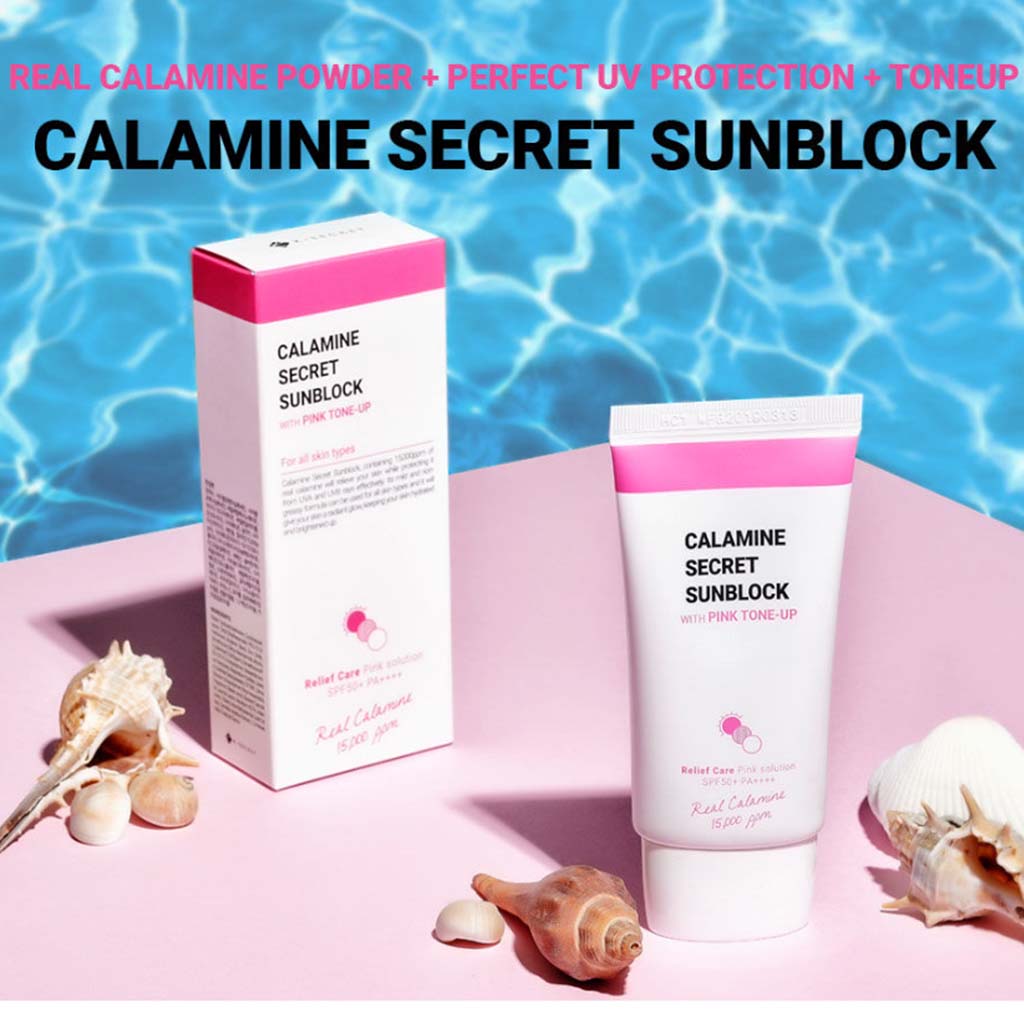 K-Secret Calamine Secret Sunblock With Pink Tone-Up SPF 50+ & PA++++ 50ml - Easy Pharmacy LLC