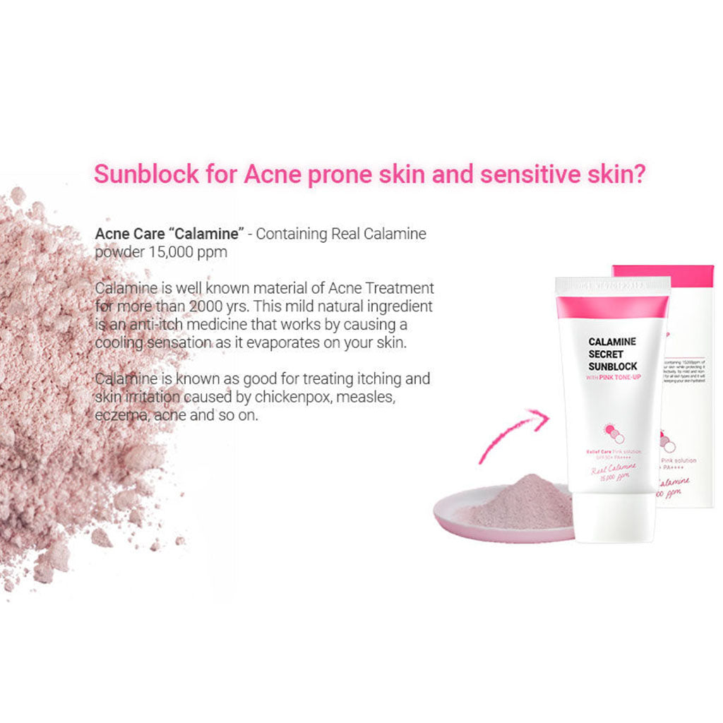 K-Secret Calamine Secret Sunblock With Pink Tone-Up SPF 50+ & PA++++ 50ml - Easy Pharmacy LLC