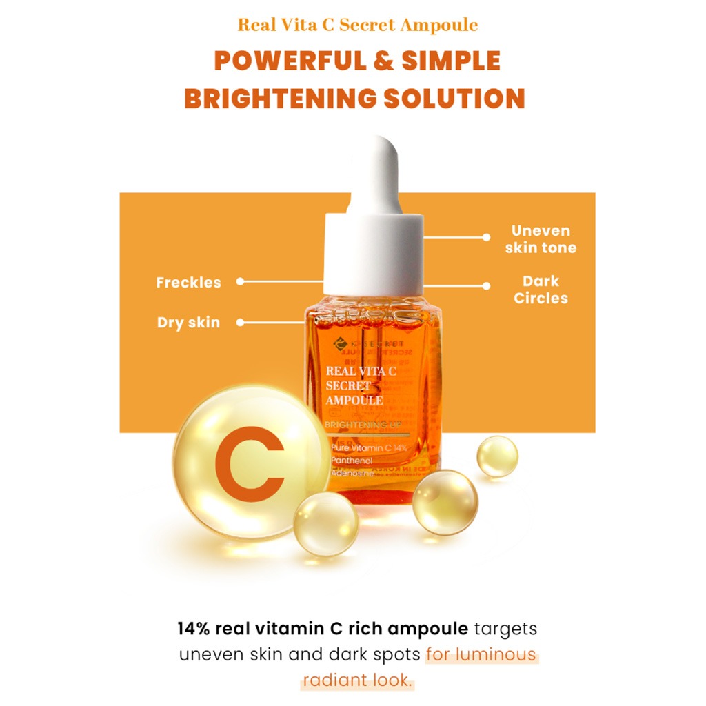 K-Secret Real Vita C Secret Brightening Up & Tone Evening Ampoule 15ml - Easy Pharmacy LLC
