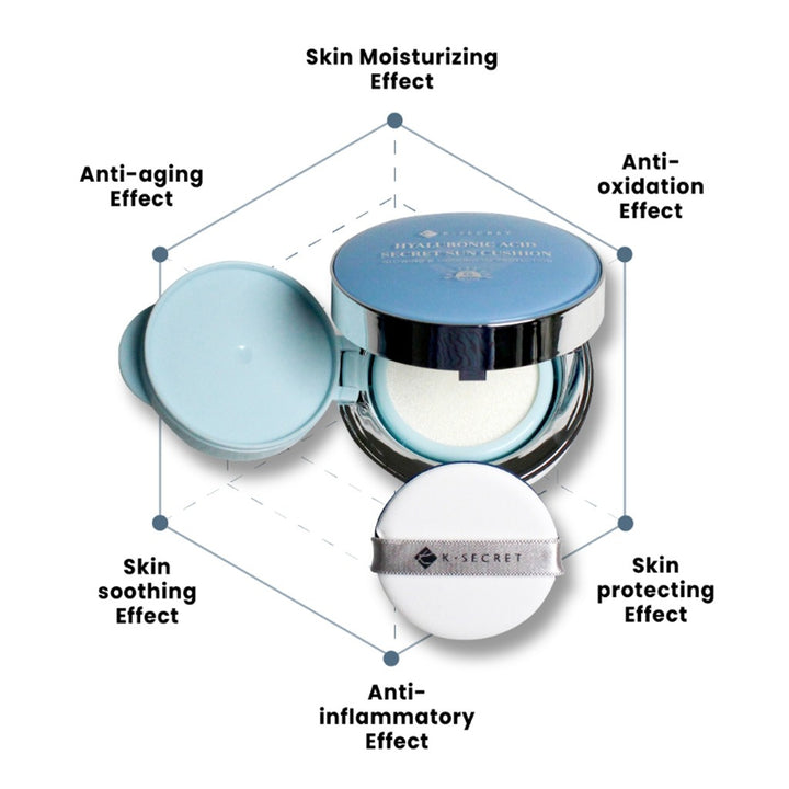 K-Secret Hyaluronic Acid Secret Glowing & Cooling UV Protection Sun Cushion With SPF 50+ & PA++++ 15g - Easy Pharmacy LLC