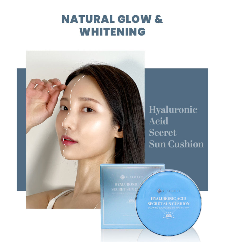 K-Secret Hyaluronic Acid Secret Glowing & Cooling UV Protection Sun Cushion With SPF 50+ & PA++++ 15g - Easy Pharmacy LLC
