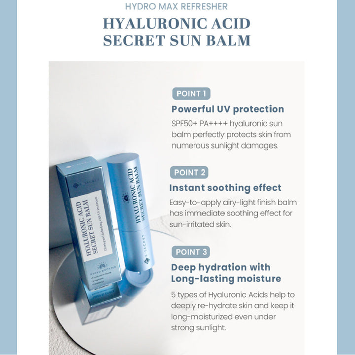 K-Secret Hyaluronic Acid Secret Glowing & Refreshing UV Protection Sun Balm With SPF 50+ & PA ++++ 12g - Easy Pharmacy LLC