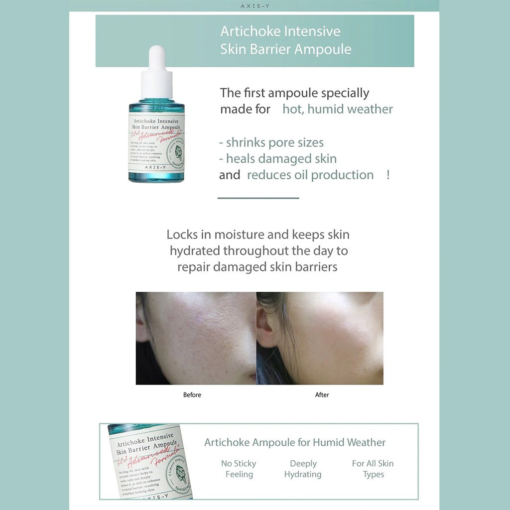 Axis-Y Artichoke Intensive Skin Barrier Heal + Calm Alcohol-Free Ampoule 30ml - Easy Pharmacy LLC