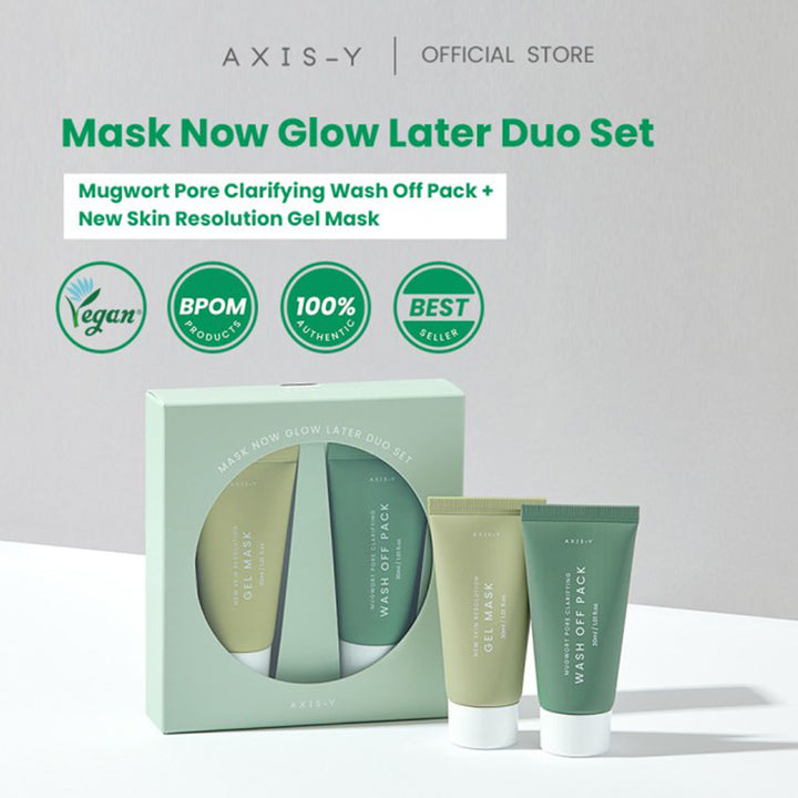 Axis-Y Mask Now Glow Later Wash Off Mask Duo Set - Gel Mask + Wash Off Pack 2*30ml - Easy Pharmacy LLC