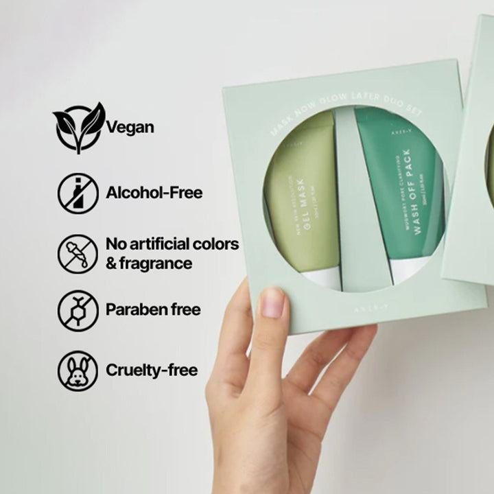 Axis-Y Mask Now Glow Later Wash Off Mask Duo Set - Gel Mask + Wash Off Pack 2*30ml - Easy Pharmacy LLC