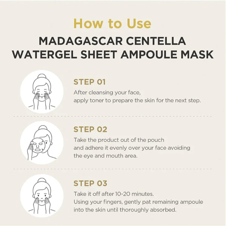 Skin1004 Madagascar Centella Watergel Sheet Ampoule Facial Mask, Pack of 25ml x 5's - Easy Pharmacy LLC