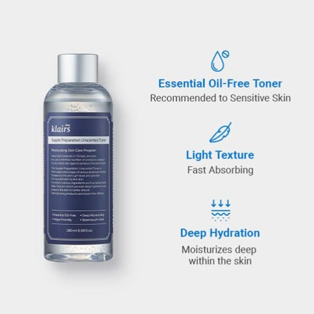 Dear Klairs Supple Preparation Unscented Moisturizing Facial Toner 180ml - Easy Pharmacy LLC
